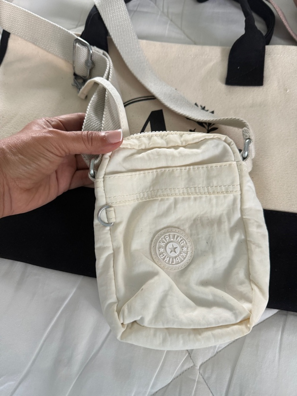 Kipling Cream Small Crossbody Bag with Adjustable Strap